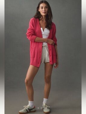 $198 L*SPACE Seeing Double Cardigan Sweater pink XS/S